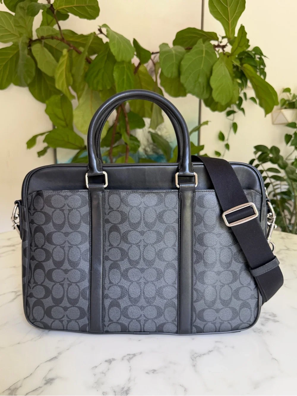 COACH Perry Slim Brief In Signature Canvas Laptop Shoulder Crossbody Bag F54803